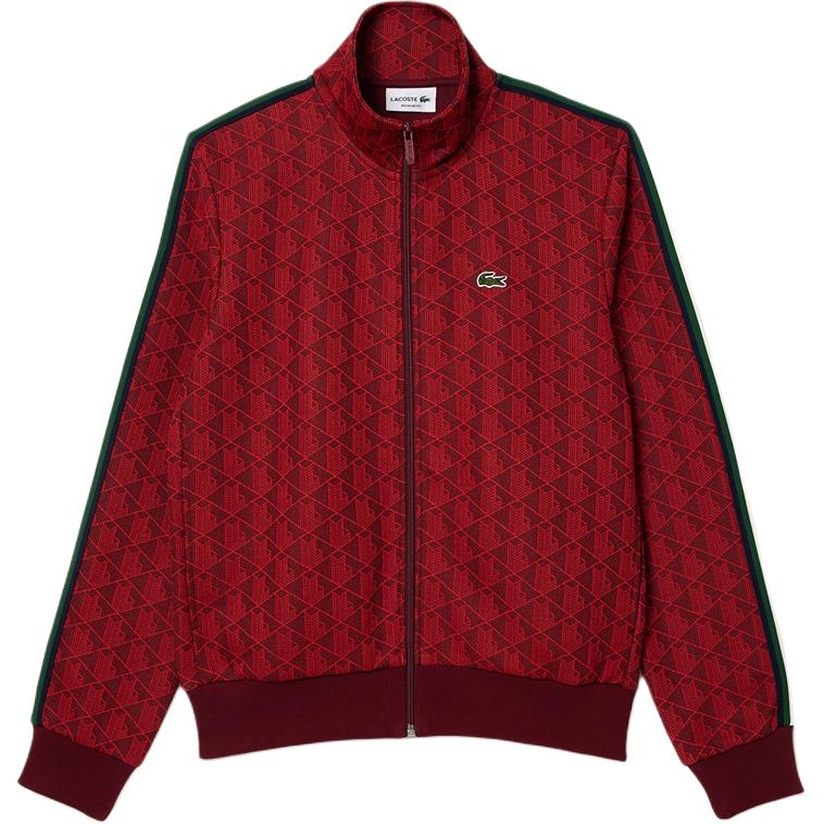 Order Lacoste Bordeaux Red Jacquard Zip-Up Sweatshirt with Stand Collar SH1368-SWM