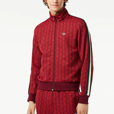 Lacoste Bordeaux Red Jacquard Zip-Up Sweatshirt with Stand Collar SH1368-SWM Lookbook Lacoste Bordeaux Red Jacquard Zip-Up Sweatshirt with Stand Collar SH1368-SWM