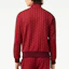 Shop Lacoste Bordeaux Red Jacquard Zip-Up Sweatshirt with Stand Collar SH1368-SWM
