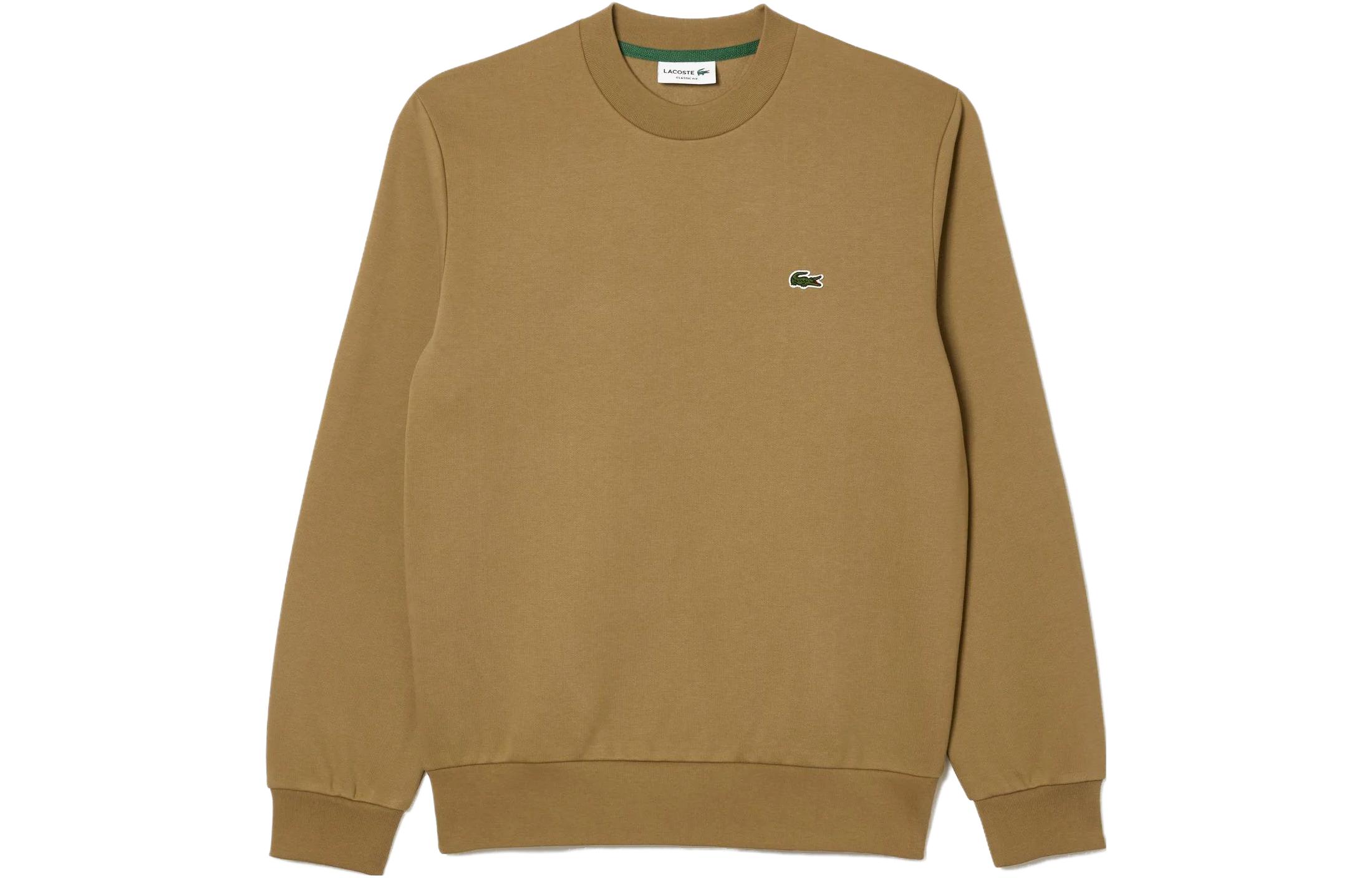 Lacoste Brown Crewneck Long-Sleeve Sweatshirt with Animal Patch Design SH9608SIX
