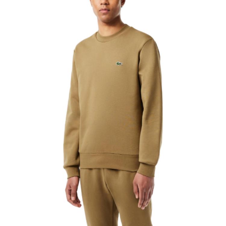 Purchase Lacoste Brown Crewneck Long-Sleeve Sweatshirt with Animal Patch Design SH9608SIX