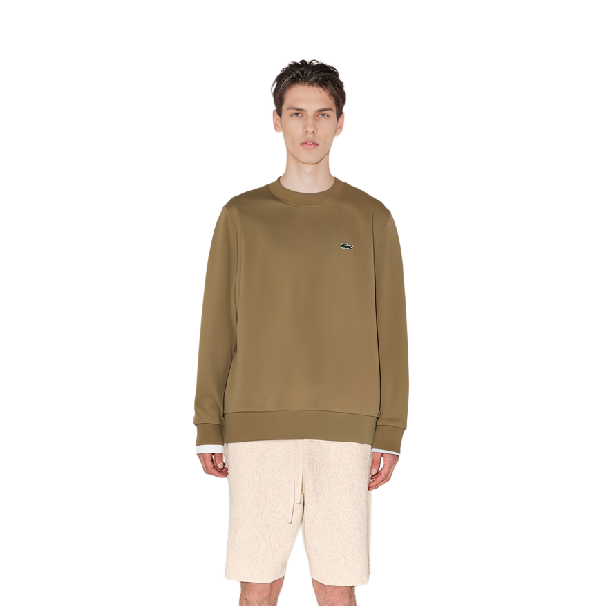 Cheap Lacoste Brown Crewneck Long-Sleeve Sweatshirt with Animal Patch Design SH9608SIX