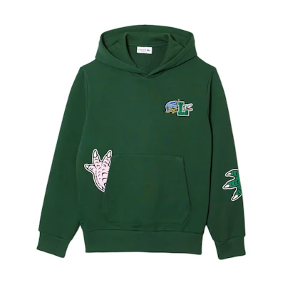 LACOSTE Cartoon Print Logo Hoodie Pullover in Light Green SH1467-132