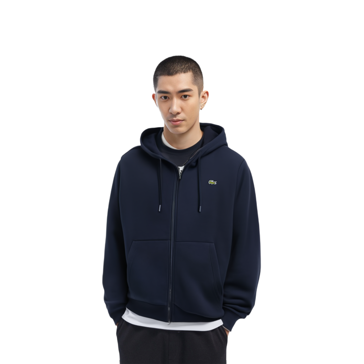 Details for Lacoste Classic Navy Blue Logo Hoodie - Casual, Sporty, Retro Style SH2566-166