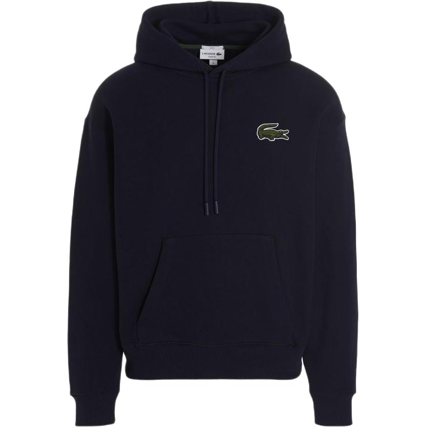 LACOSTE Classic Navy Hoodie with Oversized Crocodile Logo Unisex Casual Wear SH6404-166