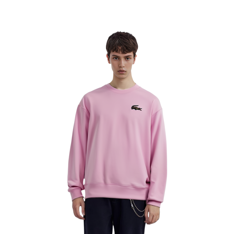 Shop LACOSTE Classic Oversized Croc Logo Sweatshirt Unisex Casual Lavender Purple. SH6405-IXV