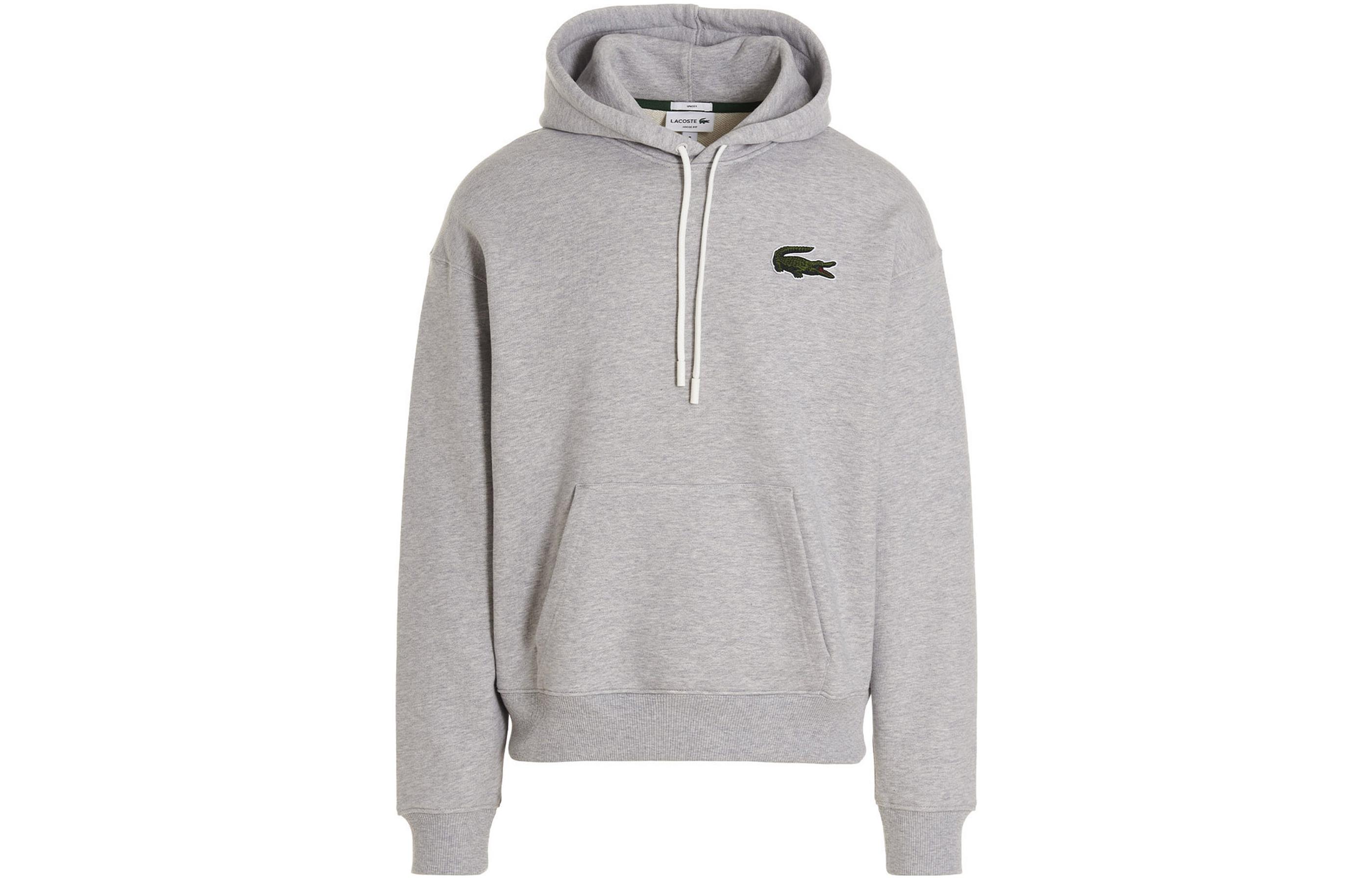 LACOSTE Classic Oversized Logo Hoodie Silver Grey Unisex Casual Wear SH6404-CCA