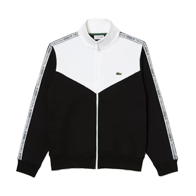 LACOSTE Colorblock Zip-Up Long Sleeve Sweatshirt Black SH5808