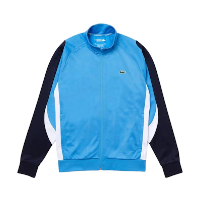 LACOSTE Colorblock Zip-Up Stand Collar Sweatshirt Blue/Black SH9377-5X7