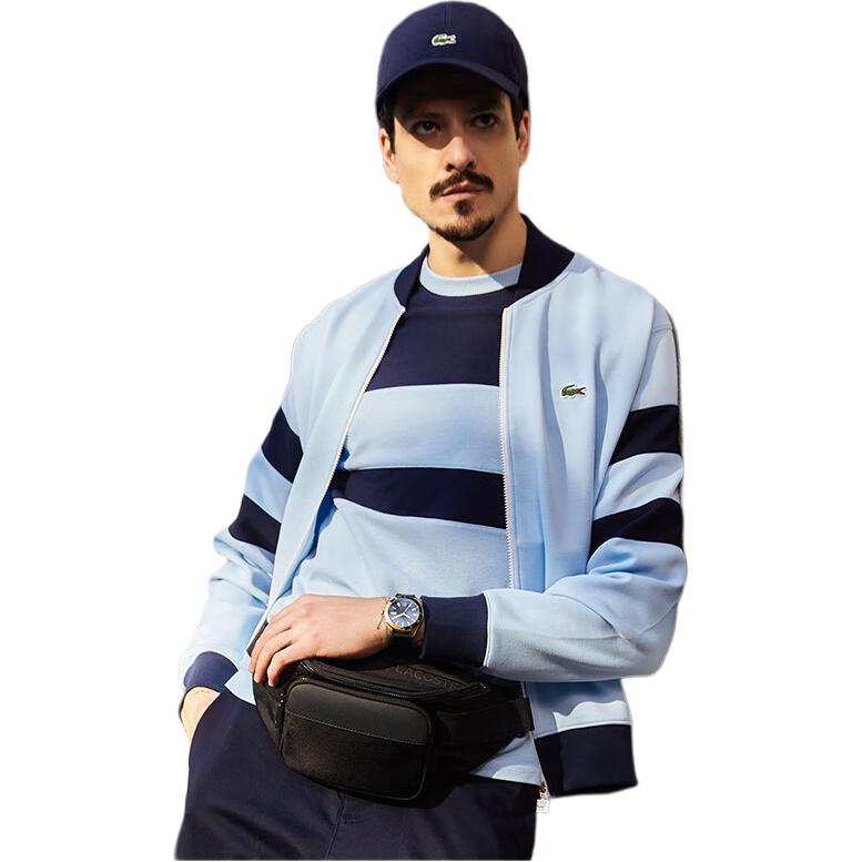 LACOSTE Colorblock Zip-Up Sweatshirt Light Blue Outdoor Casualwear SH6685-8VH