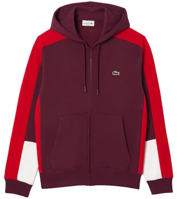 Lacoste Colorblock Zip Hoodie Bordeaux/Red/White SH1301-IGW Order Lacoste Colorblock Zip Hoodie Bordeaux/Red/White SH1301-IGW