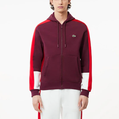 Lacoste Colorblock Zip Hoodie Bordeaux/Red/White SH1301-IGW Lookbook Lacoste Colorblock Zip Hoodie Bordeaux/Red/White SH1301-IGW