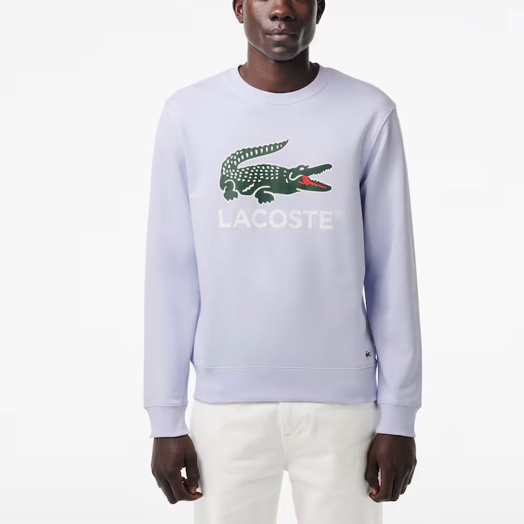 Lookbook Lacoste Crewneck Sweatshirt Animal Letter Print Phoenix Blue SH1281-J2G