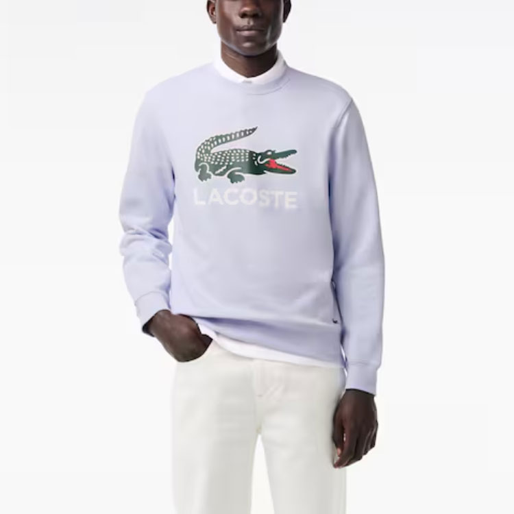 Shop Lacoste Crewneck Sweatshirt Animal Letter Print Phoenix Blue SH1281-J2G