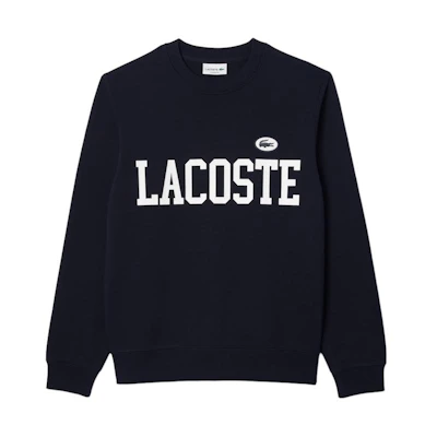 LACOSTE Deep Abyss Blue Letter Print Crewneck Sweatshirt SH7420-HDE