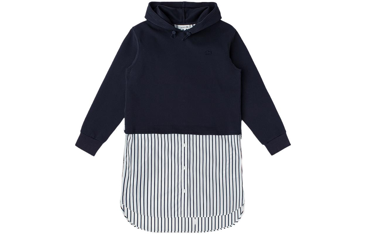 Order LACOSTE France Colorblock Striped Hoodie Long Sleeve Casual Dress Black. EF9601-Q0B