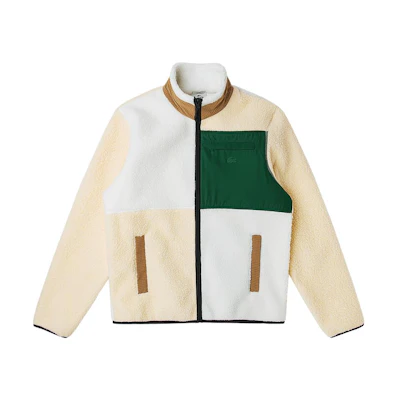 LACOSTE France Crocodile Colorblock Polo Long Sleeve Sweatshirt Beige Unisex SH9180-RV6