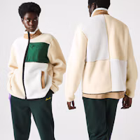 Shop LACOSTE France Crocodile Colorblock Polo Long Sleeve Sweatshirt Beige Unisex SH9180-RV6