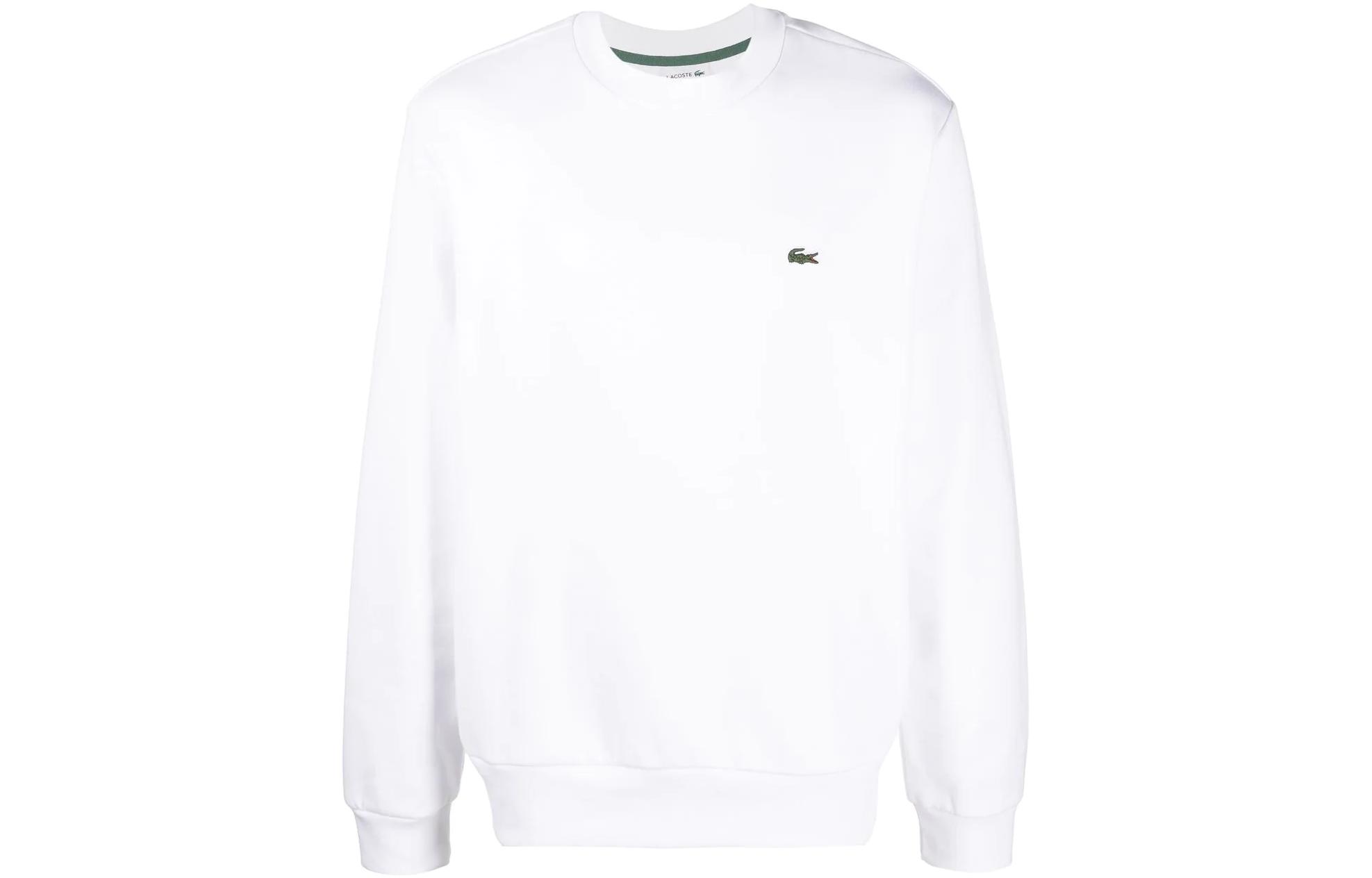 LACOSTE France FW22 White Crewneck Embroidered Long-Sleeve Sweatshirt Men SH9608-001