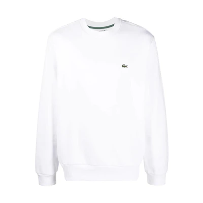 LACOSTE France FW22 White Crewneck Embroidered Long-Sleeve Sweatshirt Men SH9608-001