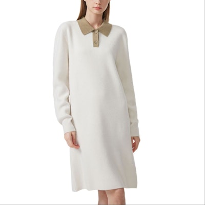Lacoste France FW23 Color-Block Collared Pullover Long Sleeve Dress EF9330 Details for Lacoste France FW23 Color-Block Collared Pullover Long Sleeve Dress EF9330