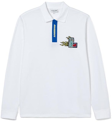 LACOSTE France Holiday Collection Colorblock Long Sleeve Polo Shirt White PH2523-001 Order LACOSTE France Holiday Collection Colorblock Long Sleeve Polo Shirt White PH2523-001