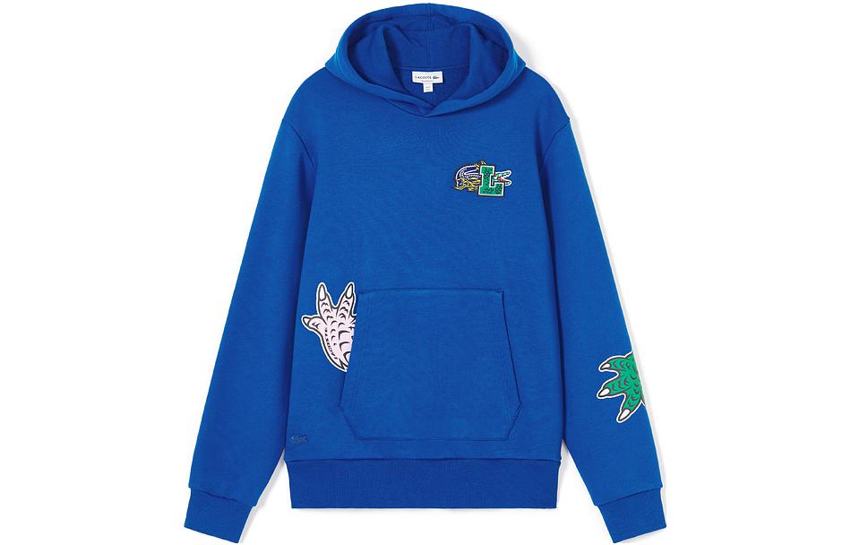LACOSTE France Holiday Series Letter Print Hoodie Blue Long Sleeve SH1467-137984