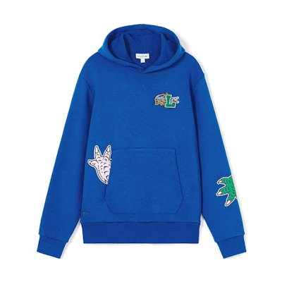 LACOSTE France Holiday Series Letter Print Hoodie Blue Long Sleeve SH1467-137984