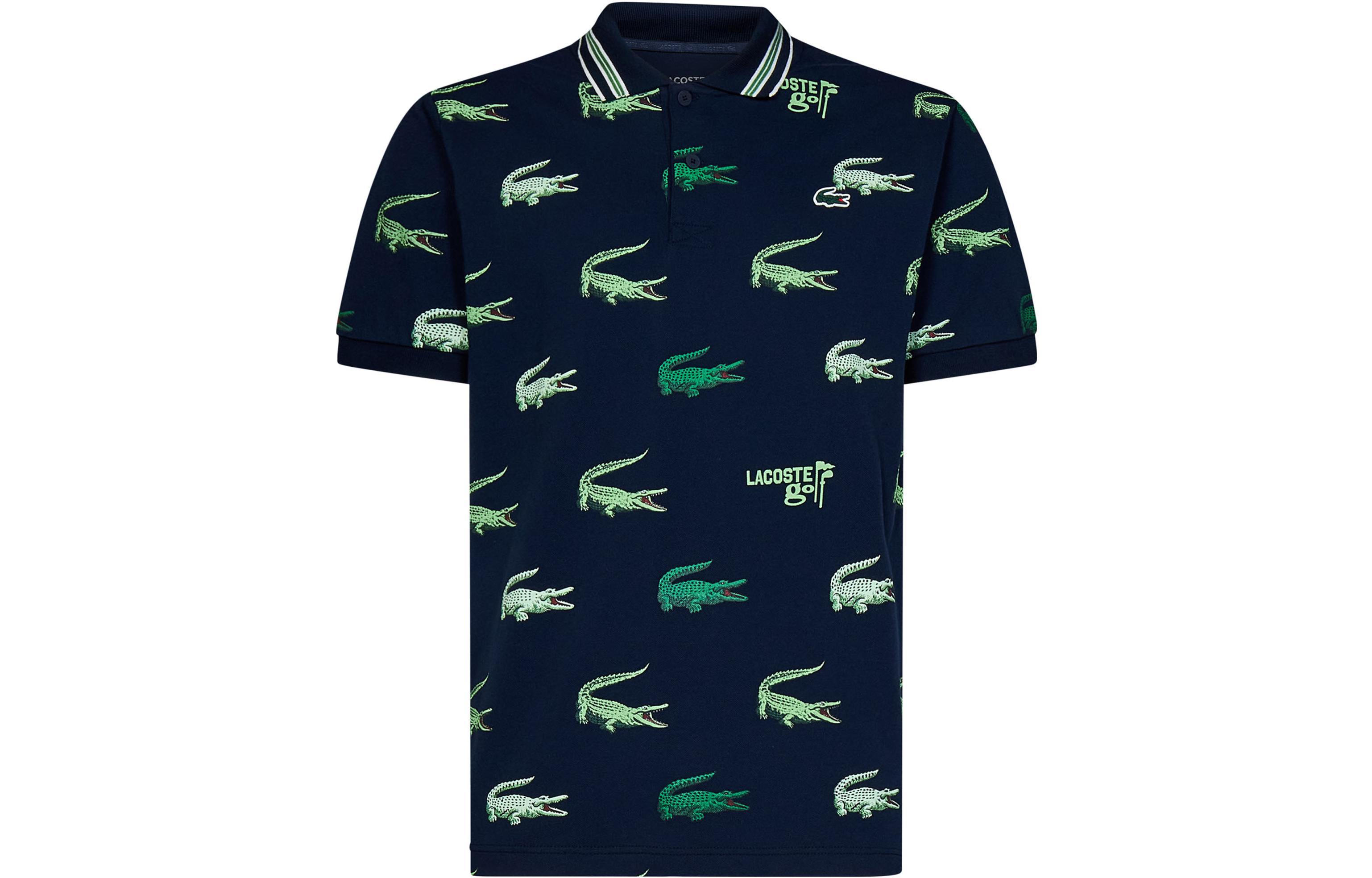 LACOSTE France SS23 All-Over Print  Polo Shirt Deep Blue DH5181-XIF