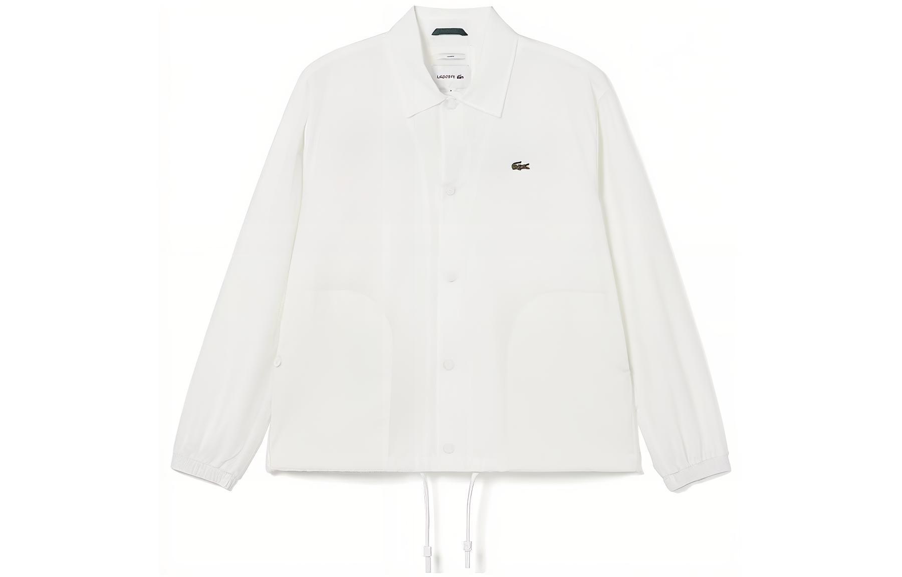 LACOSTE France White Logo Printed Single-Breasted Long-Sleeve Jacket Unisex. BH9248-70V