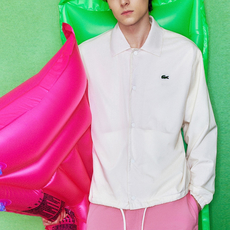 Lookbook ラコステ フランス ホワイトロゴ シングルブレスト 長袖ジャケット ユニセックス。 BH9248-70V