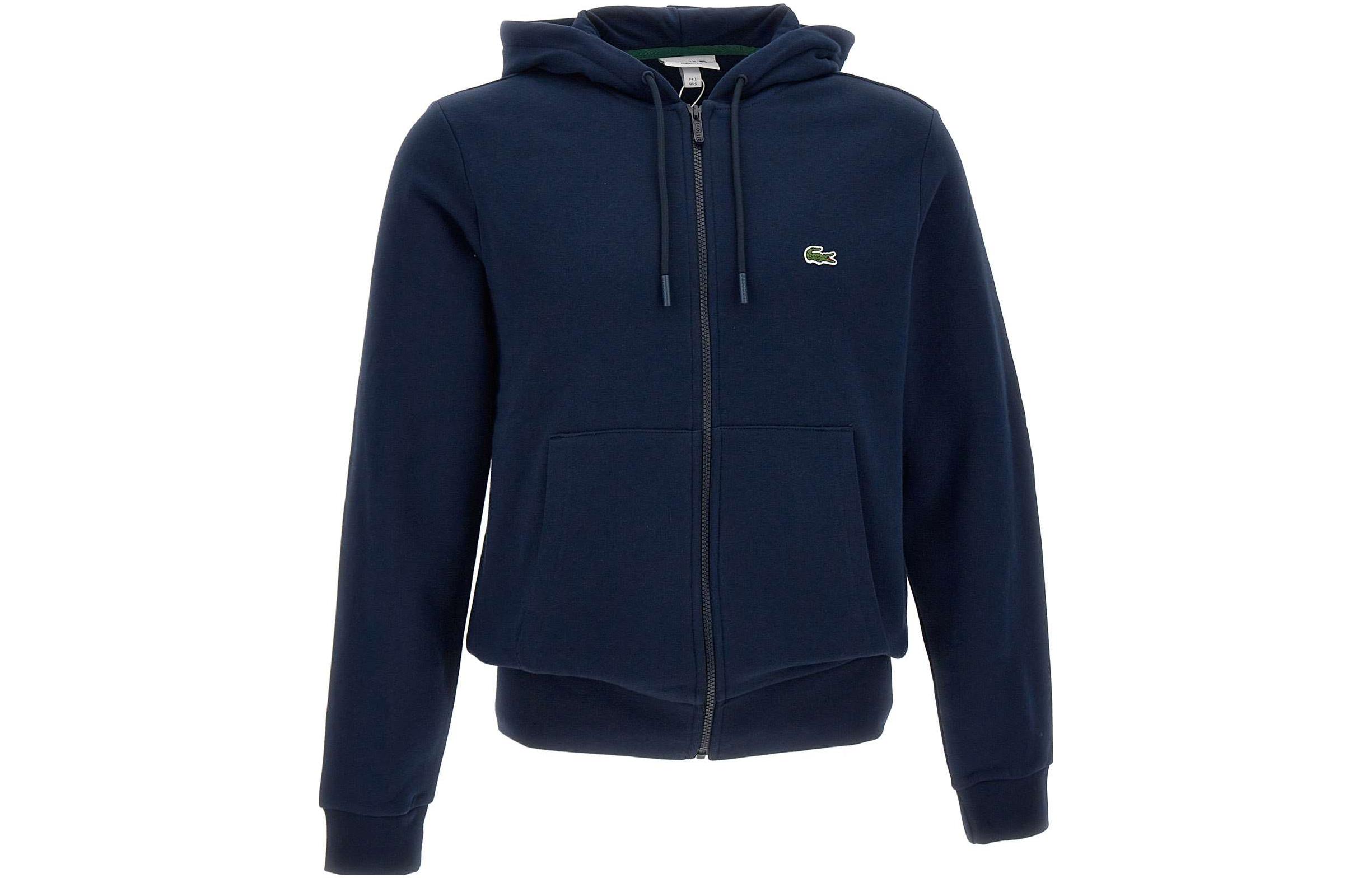 Order Lacoste Baju Sejuk Berhud Zip Penuh Biru Navy SH9626-166