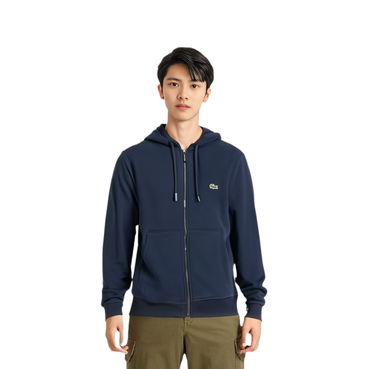 Purchase Lacoste Baju Sejuk Berhud Zip Penuh Biru Navy SH9626-166