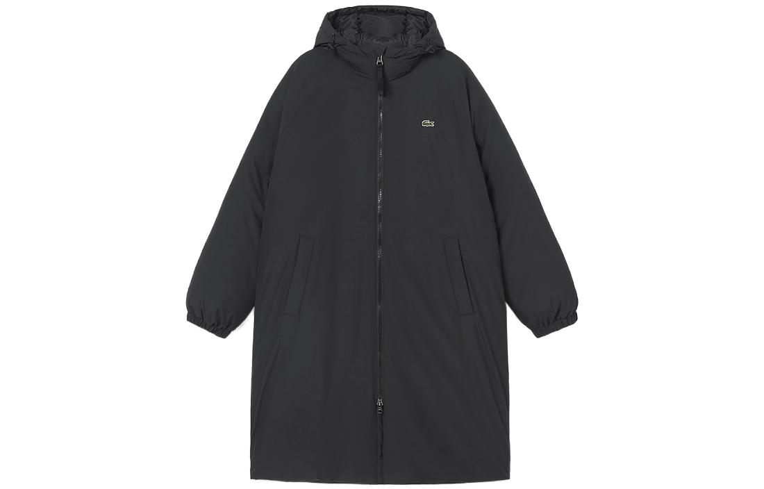 LACOSTE FW22  Black Hooded Cotton Jacket with Letter Print Design. BH2381-031