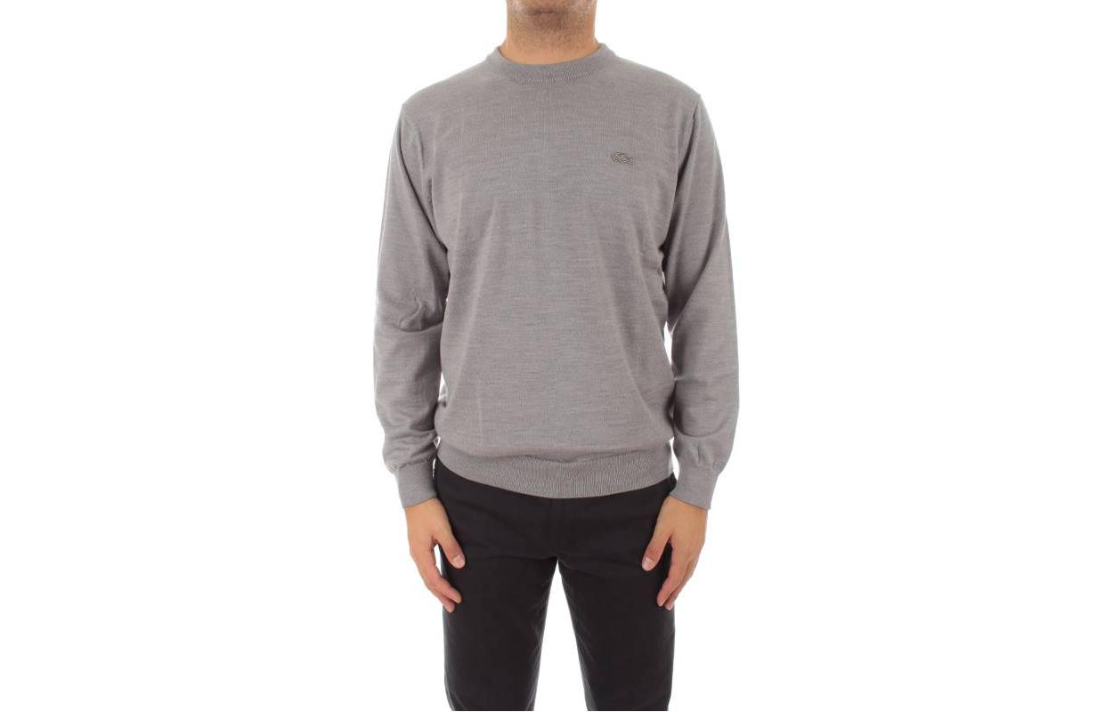 Order LACOSTE FW22  Grey Crewneck Sweater with Solid Color and Logo Embroidery AH1969-YRD
