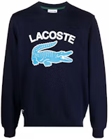 Order LACOSTE FW22 Navy Blue Crewneck Sweatshirt with Logo Print. SH9689166