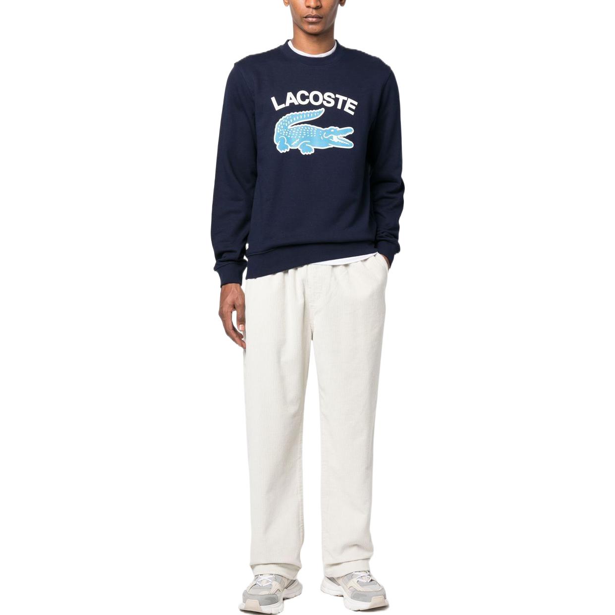 Lookbook LACOSTE FW22 海軍藍Logo印花圓領衛衣。 SH9689166