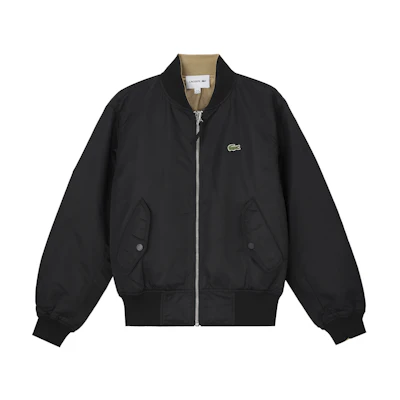 LACOSTE FW22 Reversible Bomber Jacket with Logo Embroidery Khaki/Black. BH6801-98