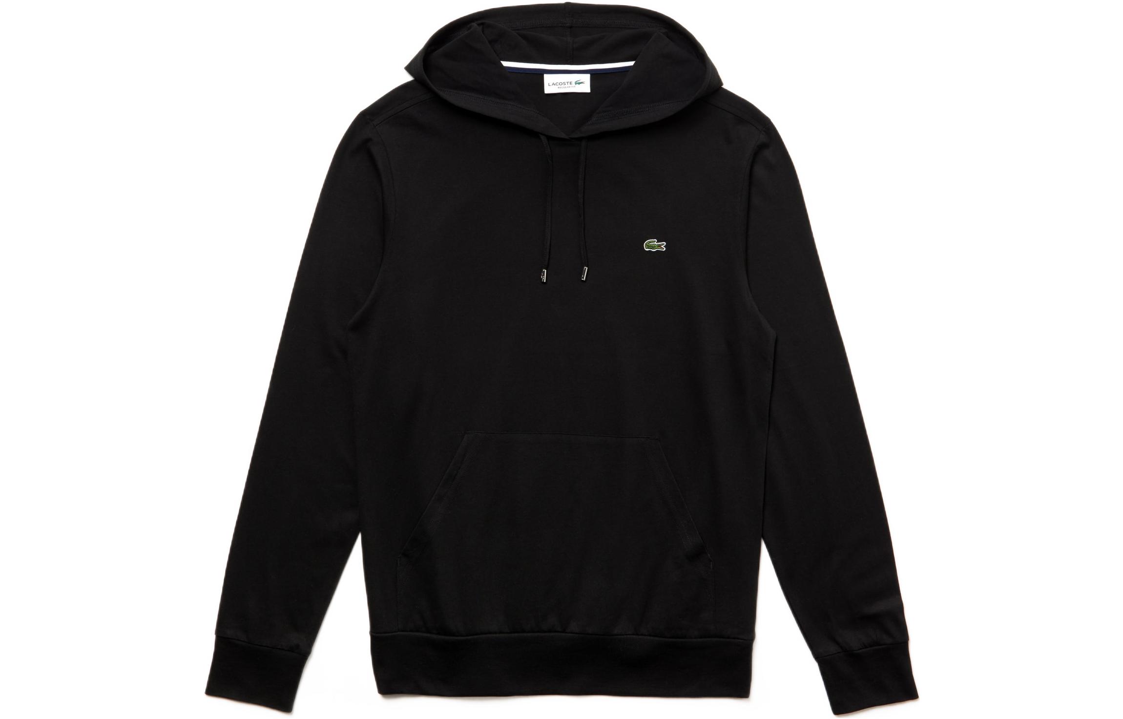 LACOSTE FW22 Black Solid Color Casual Pullover Hoodie TH9349-031