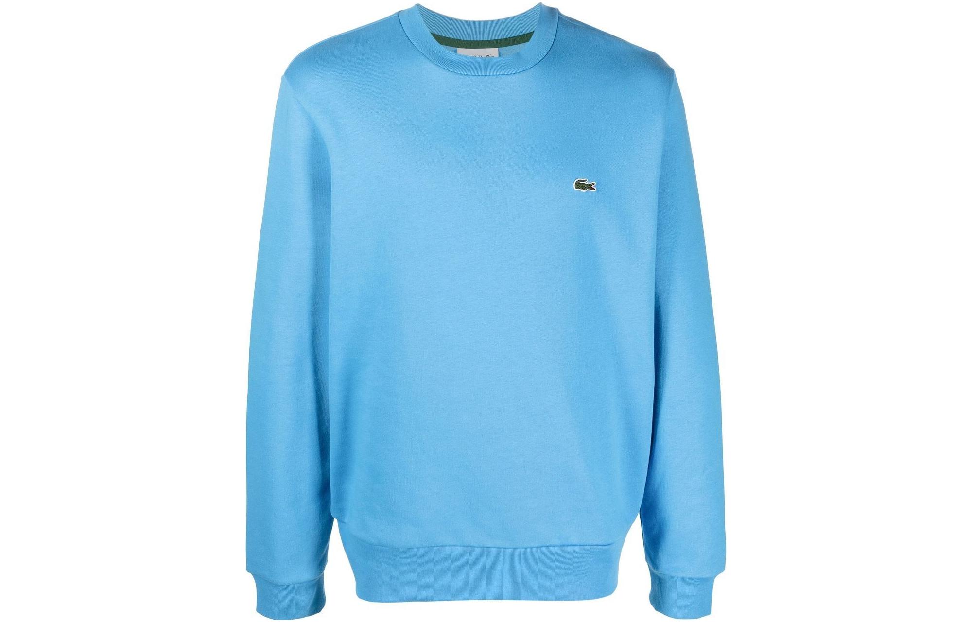 LACOSTE FW22 Blue Crewneck Logo Sweatshirt - Loose Fit Casual Style SH96084XA