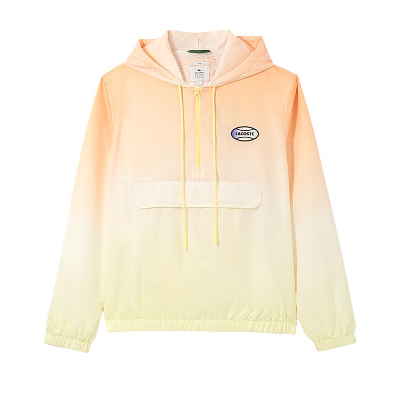 Lacoste FW22 Gradient Orange Logo Print Hooded Pullover Jacket Unisex BH2894-281