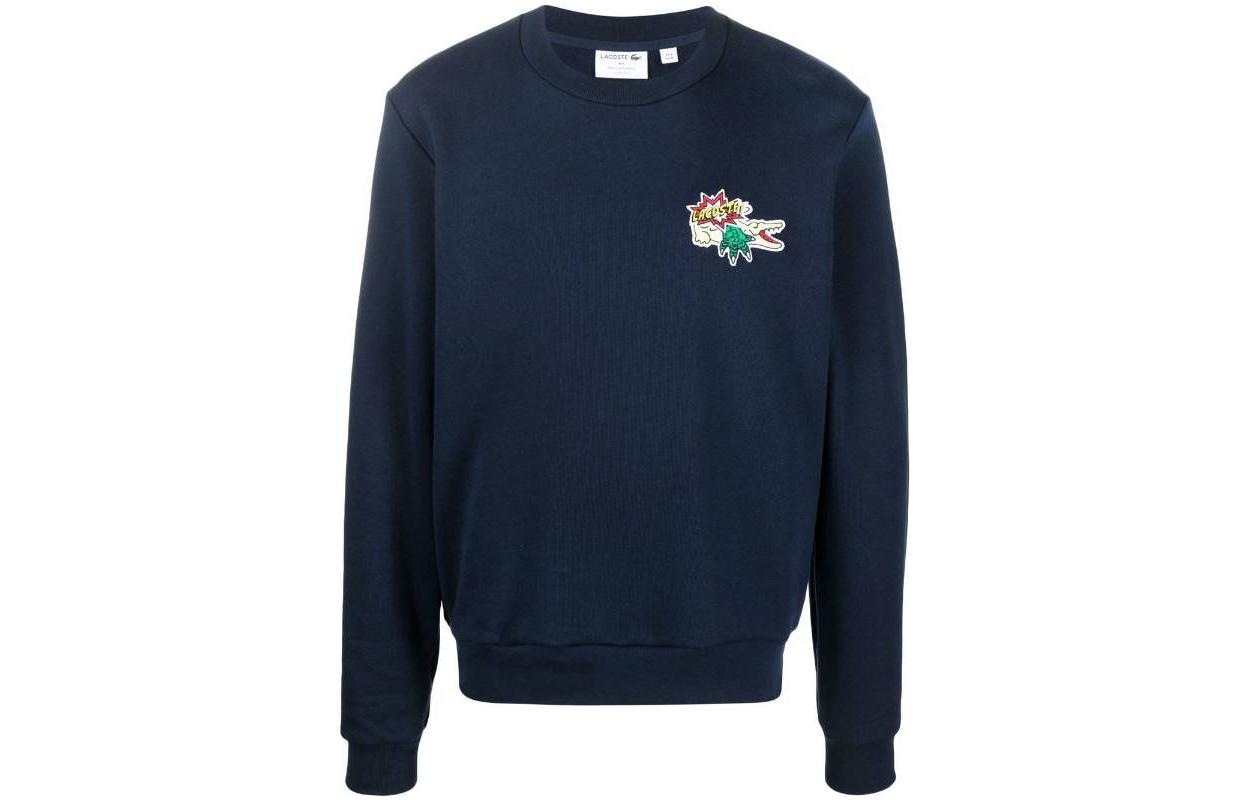 LACOSTE FW22 Graphic Patch Crewneck Sweatshirt Blue - SH1359-166