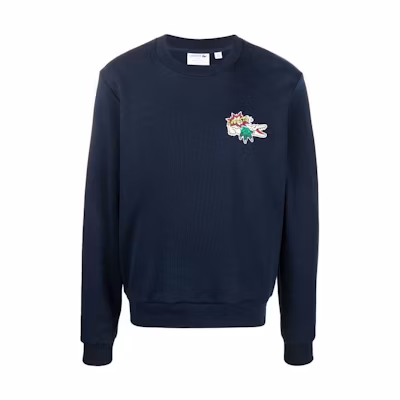 LACOSTE FW22 Graphic Patch Crewneck Sweatshirt Blue - SH1359-166