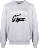 Lacoste FW22 Grey Crewneck Sweatshirt with Logo Print Design SH9689CCA Lacoste FW22 Grey Crewneck Sweatshirt with Logo Print Design SH9689CCA