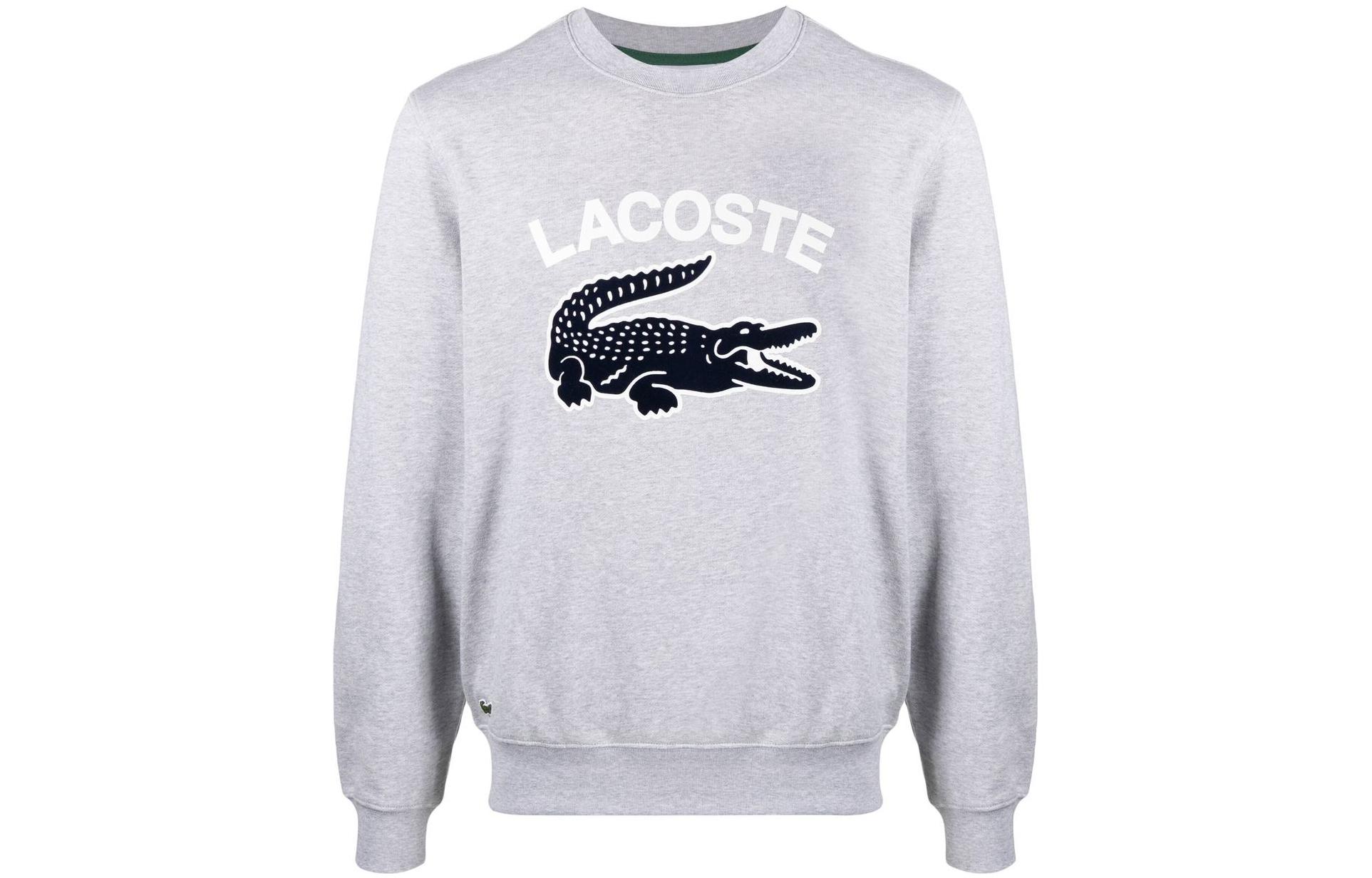 Order Lacoste FW22 Grey Crewneck Sweatshirt with Logo Print Design SH9689CCA