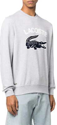 Lacoste FW22 Grey Crewneck Sweatshirt with Logo Print Design SH9689CCA Purchase Lacoste FW22 Grey Crewneck Sweatshirt with Logo Print Design SH9689CCA