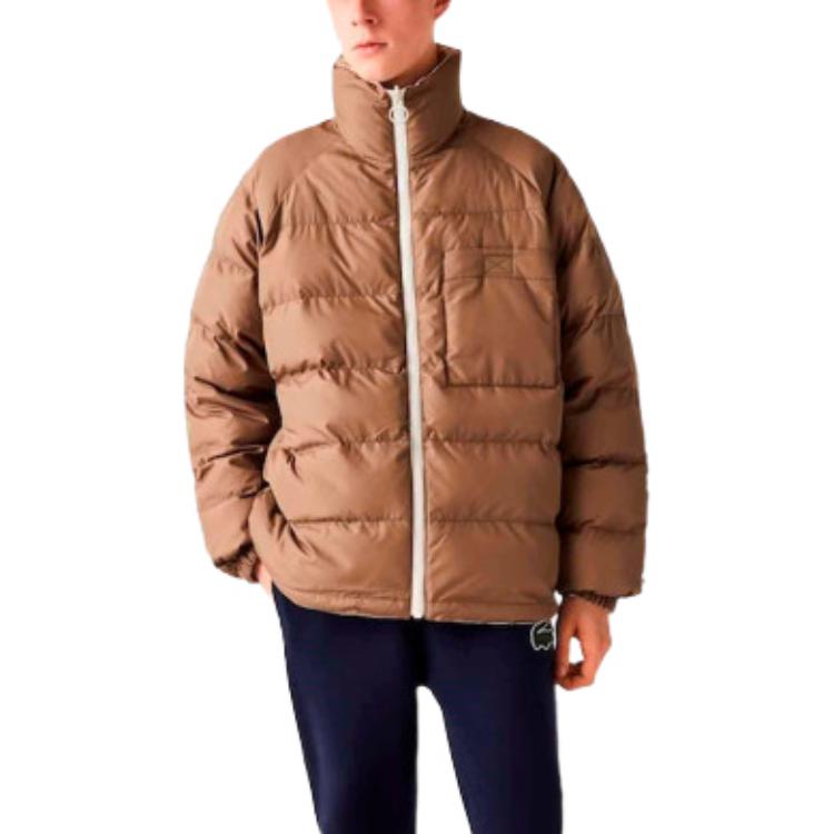 Purchase Lacoste FW22 Ivory White Geometric Print Reversible Jacket for Men BH03997DX