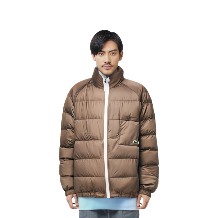 Details for Lacoste FW22 Ivory White Geometric Print Reversible Jacket for Men BH03997DX