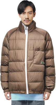 Lacoste FW22 Ivory White Geometric Print Reversible Jacket for Men BH03997DX Details for Lacoste FW22 Ivory White Geometric Print Reversible Jacket for Men BH03997DX