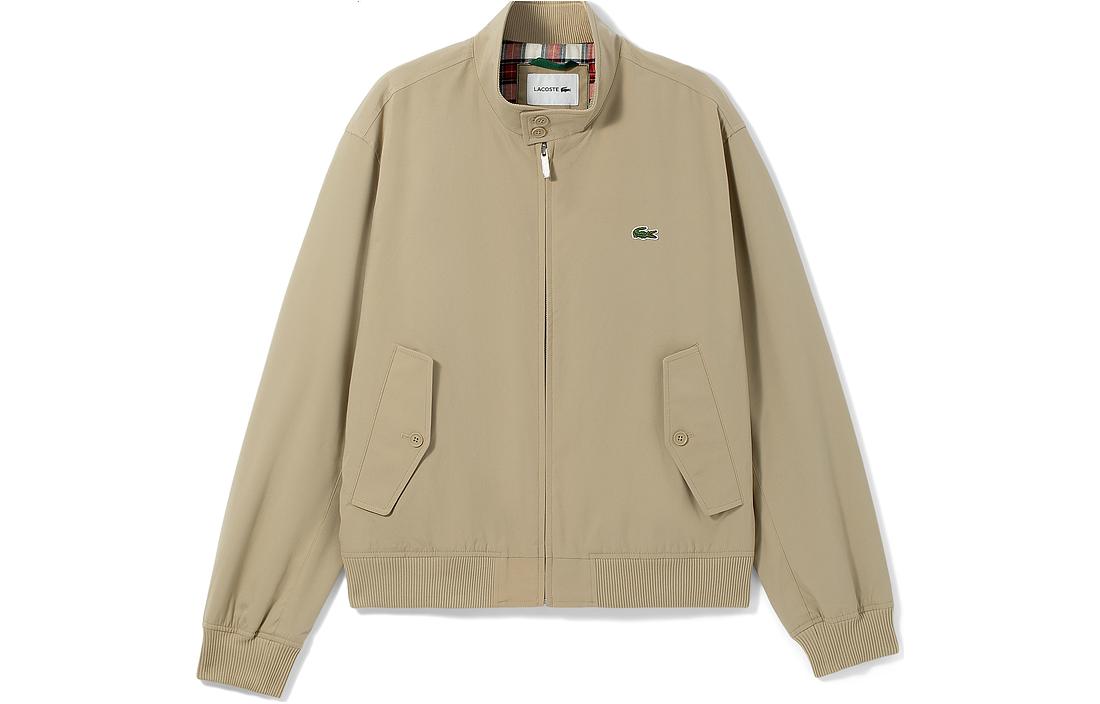 LACOSTE FW22 Khaki Casual Embroidered Logo Stand Collar Jacket BH4468-02S